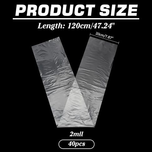 WADORN 7.8x47.2 Inch Extra Long Plastic Sleeves, 40 Packs 2 Mil Poster Poly Bags Flat Open Poster Bags Sleeves Clear Flat Open Waterproof Storage Poster Tube for Long Narrow Items Storage in Saudi Arabia