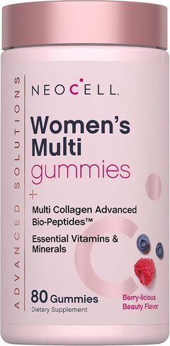 نيوسيل علكة الفيتامينات المتعددة للنساء | 80 علكة | متعدد بالكولاجين المتقدم | بالمعادن الأساسية | نكهة التوت in Kuwait