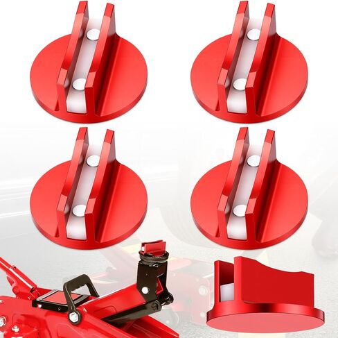 Zhehao 4 Pcs Universal Aluminum Grooved Magnetic Jack Pad Bulk Punk Pinch Weld Jacking Adapter Frame Rail Protector Slotted Magnetic Jack Pad for Car SUV Truck Change Repair Tires Oil Change, Red in Saudi Arabia