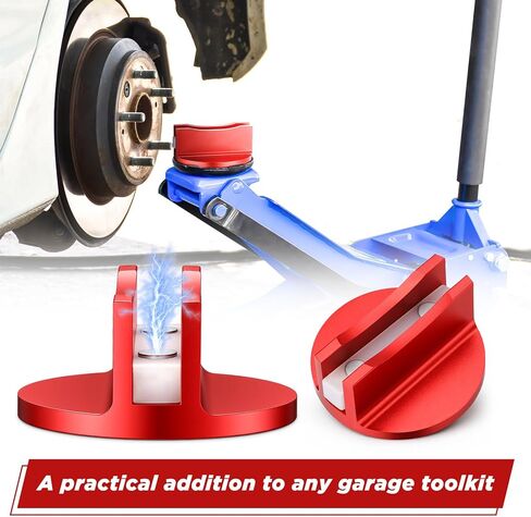Zhehao 4 Pcs Universal Aluminum Grooved Magnetic Jack Pad Bulk Punk Pinch Weld Jacking Adapter Frame Rail Protector Slotted Magnetic Jack Pad for Car SUV Truck Change Repair Tires Oil Change, Red in Saudi Arabia