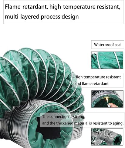 Heavy-Duty Heat & Flame Resistant Flexible Air Duct Hose, Triple-Proof for Dryer Vent, Range Hood & Bathroom Exhaust - Durable Ventilation Solution in Saudi Arabia