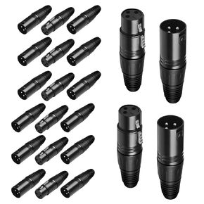 (22 قطعة) 3 دبوس XLR نوع اللحام موصل XLR أسود [إصدار جديد 2026] 11 ذكر 11 أنثى توصيل كابل موصلات للميكروفون مقبس الصوت الإضاءة DMX اتصالات الموصلية العالية in Kuwait