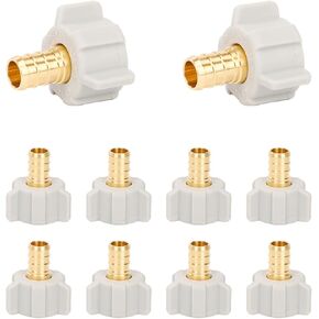10PCS PEX Fitting 1/2" x 1/2" Female NPT Thread Swivel Adapter Barb Crimp Brass Fittings No Lead Brass ASTM F1807 & NSF Certified Anti-Leak Design for PEX Tubing in Saudi Arabia