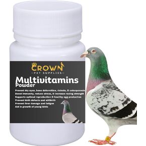 مسحوق متعدد الفيتامينات للحمام - تركيبة فيتامين نهائية للسباق والتكاثر - يدعم النمو وقوة العظام والصحة الإنجابية وصحة الريش - يعزز ذروة الأداء والرفاهية 50 جرام in Kuwait