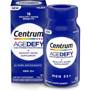 ​​​Centrum Age Defy for Men 35+ - High-Potency Multivitamin and Healthy Aging Supplement – Multivitamin with Resveratrol, and Niacin for NAD+ Level Support - Aluminum Bottle, 60 Tablets​ in Kuwait
