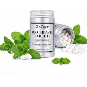 Dr.Brian Toothpaste Tablets - Nano Hydroxyapatite Toothpaste, Fluoride & Plastic Free, Eco & Travel Friendly Chewable Tablet, Remineralizing & Natural Whitening Mouthwash Tablets, 62 Tabs in Kuwait