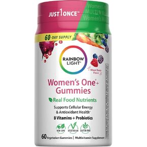 قوس قزح لايت للنساء + علكات متعددة الفيتامينات | 60 عدد | يدعم الطاقة الخلوية والصحة المضادة للأكسدة | نكهة التوت المختلطة | مع مغذيات غذائية حقيقية وفيتامينات ب والبروبيوتيك in Kuwait