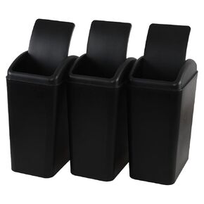 سلة مهملات سعة 4.2 جالون مع غطاء متأرجح، سلة قمامة بلاستيكية رفيعة، أسود، 3 عبوات in Kuwait