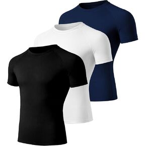 3 Pack Boys' Quick Dry Compression T-Shirts Short Sleeve, Kids Athletic Sports Base Layer Undershirts in Kuwait