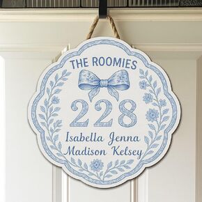 Custom Coquette Bow Chinoiserie Dorm Room Sign, Personalized Groovy College Door Decor, Vintage Floral Roomie Gift, Welcome to Our Dorm Wooden Plaque (D133) in Saudi Arabia