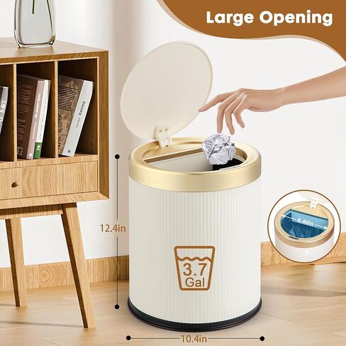 Automatic Bathroom Trash Cans Touchless, 3.7 Gallon Modern Motion Sensor Trash Can with Lid,Diaper Trash Bin,Plastic Smart Garbage Can Suitable for Toilet, Bedroom, Office, Kitchen -Dark Gray in Saudi Arabia