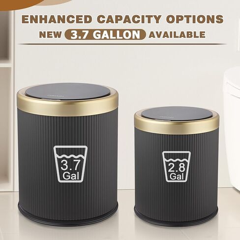 Automatic Bathroom Trash Cans Touchless, 3.7 Gallon Modern Motion Sensor Trash Can with Lid,Diaper Trash Bin,Plastic Smart Garbage Can Suitable for Toilet, Bedroom, Office, Kitchen -Dark Gray in Saudi Arabia