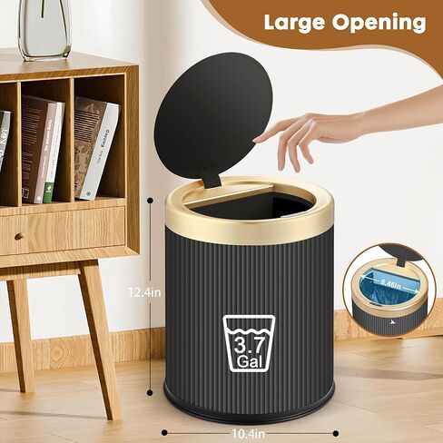 Automatic Bathroom Trash Cans Touchless, 3.7 Gallon Modern Motion Sensor Trash Can with Lid,Diaper Trash Bin,Plastic Smart Garbage Can Suitable for Toilet, Bedroom, Office, Kitchen -Dark Gray in Saudi Arabia