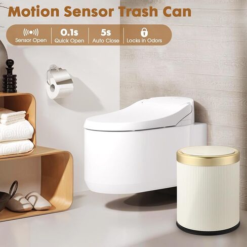 Automatic Bathroom Trash Cans Touchless, 3.7 Gallon Modern Motion Sensor Trash Can with Lid,Diaper Trash Bin,Plastic Smart Garbage Can Suitable for Toilet, Bedroom, Office, Kitchen -Dark Gray in Saudi Arabia