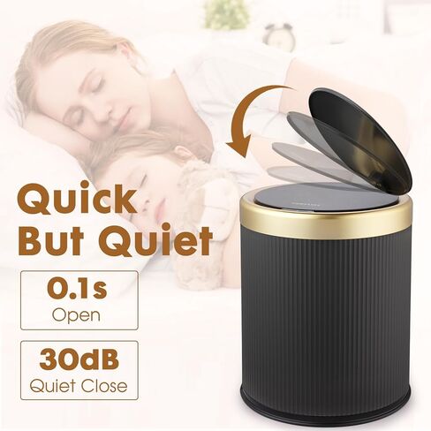 Automatic Bathroom Trash Cans Touchless, 3.7 Gallon Modern Motion Sensor Trash Can with Lid,Diaper Trash Bin,Plastic Smart Garbage Can Suitable for Toilet, Bedroom, Office, Kitchen -Dark Gray in Saudi Arabia