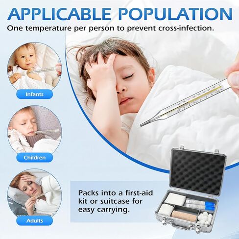 Ciieeo 12Pcs Glass Temperatures Measurement Adult, Temperature Gauge Accurate Temperatures Measurement Testing Tools with Case, Dual Scale Measurement Stick for Oral Underarm Families General Use in Saudi Arabia