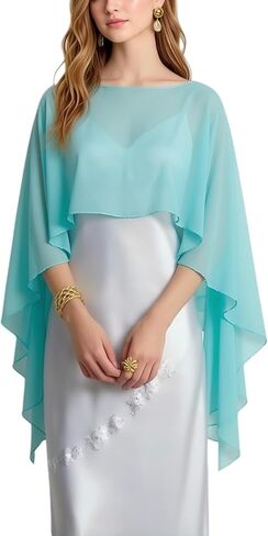 Women Chiffon Shawl Cape Mesh Sheer Poncho Top Capelets for Evening Dress Shawl Wraps Cover Up Wedding Party in Saudi Arabia