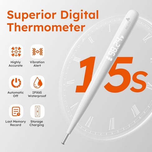 Digital Thermometer for Adults and Kids, Fast Reading Digital Thermometer with LED Display, Medical Grade Rechargeable Oral Thermometer for Adults with Portable Charging Case and Fever Alarm in Kuwait
