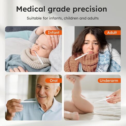 Digital Thermometer for Adults and Kids, Fast Reading Digital Thermometer with LED Display, Medical Grade Rechargeable Oral Thermometer for Adults with Portable Charging Case and Fever Alarm in Kuwait