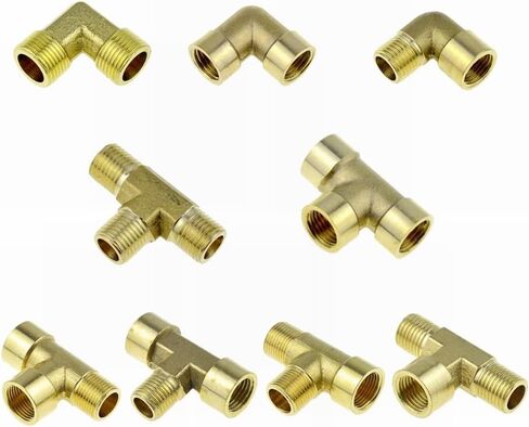 Brass Tee Elbow Pipe Fitting - 2Way & 3Way Connector for Water, Oil - 1/8" to 3/4" Male & Female Thread Adapter(PV-MF 3/8") in Saudi Arabia