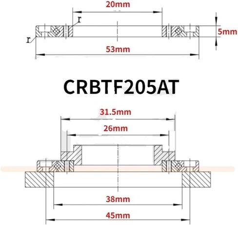 Slewing Bearing CRBTF205AT Inner Diameter 20mm Outer 53mm Height 5mm in Saudi Arabia