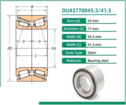 1pcs DU43770045.5/41.5 43X77X45.5X41. 43KWD07 517013 DU437700455/415 Hub Units Tapered Roller Bearing in Saudi Arabia