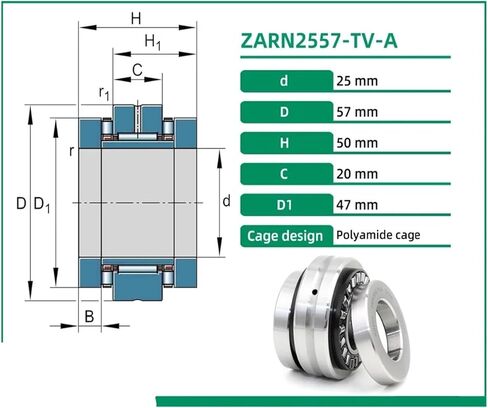 محامل ZA.RN2557-TV-A 25X57X50 .RN2557 إبرة الأسطوانة المحورية الأسطوانية الاتجاه المزدوج in Saudi Arabia