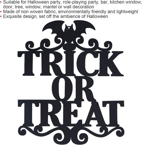 2 Set Non Woven Fabric Halloween Hanging Sign Trick Or Treat Hanger for Front Door Party in Saudi Arabia