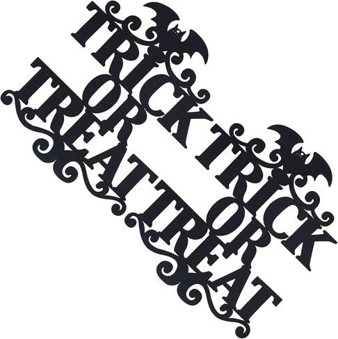 2 Set Non Woven Fabric Halloween Hanging Sign Trick Or Treat Hanger for Front Door Party in Saudi Arabia