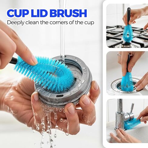 Holikme 6 Pack Bottle Brush Set, 14.5" Long Handle Stainless Steel Bottle Cleaner Brush, Long-Handled 6-in-1 Stainless Steel Bottle Brushes for Water Bottle, Cups, Abrasive Wheel Brushes, Blue in Saudi Arabia