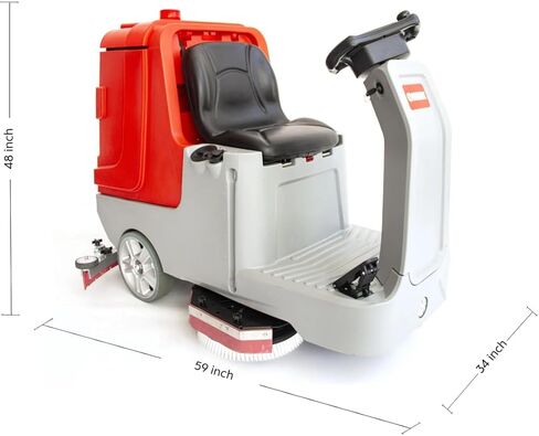 ماكينة تنظيف الأرضيات للركوب SM860، فرشتان مزدوجتان مقاس 17 بوصة، إنتاجية تبلغ 80,000 قدم مربع في الساعة، ومحلول سعة 34.3 جالونًا وخزانات استرداد سعة 37 جالونًا، ومنظف أرضيات تجاري يعمل بالبطارية in Kuwait