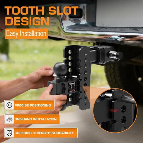 وصلة مقطورة قابلة للتعديل - وصلة قطرة تناسب جهاز الاستقبال مقاس 2 بوصة، وصلة ربط شاحنة 8 بوصة مع كرة مزدوجة (2 بوصة و2-5/16 بوصة)، بحد أقصى 20000 رطل GTW، وصلة سحب شديدة التحمل مع دبابيس مضادة للسرقة وأقفال كروية in Kuwait