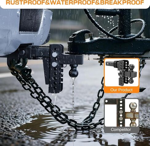 وصلة مقطورة قابلة للتعديل - وصلة قطرة تناسب جهاز الاستقبال مقاس 2 بوصة، وصلة ربط شاحنة 8 بوصة مع كرة مزدوجة (2 بوصة و2-5/16 بوصة)، بحد أقصى 20000 رطل GTW، وصلة سحب شديدة التحمل مع دبابيس مضادة للسرقة وأقفال كروية in Kuwait