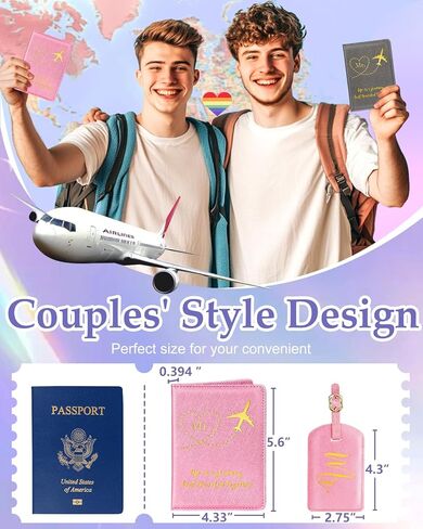 Slohif Mr and Mr Passport Holder and Luggage Tag Set – LGBTQ Pride Honeymoon Travel Accessories Wedding Valentines Day Gifts for Gay Couples White Black in Saudi Arabia