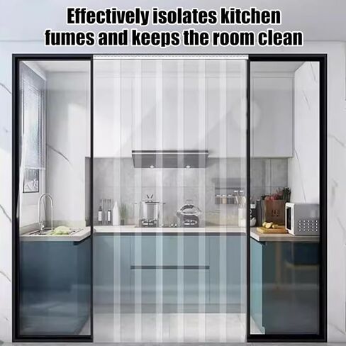 مجموعة ستائر شريطية شفافة من PVC، ستارة باب عازلة للحرارة مقاومة للماء للمستودعات والفريزر والمرآب - ستائر شريطية بلاستيكية مقاس 59.05 بوصة × 98.43 بوصة لتوفير الطاقة in Kuwait