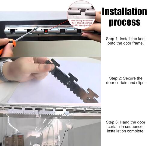 طقم ستائر شريط PVC - شرائط أبواب معزولة حرارياً من الفينيل الشفاف للغرف الباردة والمستودعات والمطاعم (W90xH260cm/35.43x102.3in) in Kuwait