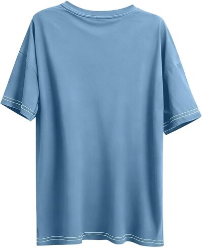 Oversized Tops for Women Summer Plus Size Crewneck Loose Fitted Shirts Solid Basic Casual Going Out Plain Blouse in Saudi Arabia
