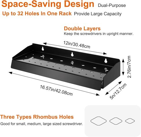 Lemecima Screwdriver Holder, Wall Mount Storage Rack Organizer for Workshop, Shed, Garage, Home, Stores up to 32 Screwdrivers or Small Tools in Saudi Arabia