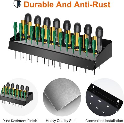 Lemecima Screwdriver Holder, Wall Mount Storage Rack Organizer for Workshop, Shed, Garage, Home, Stores up to 32 Screwdrivers or Small Tools in Saudi Arabia