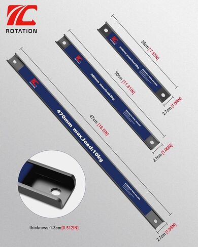 مجموعة حامل الأدوات المغناطيسية الدوارة، 18.5 بوصة/11.8 بوصة/7.8 بوصة، منظم مطبخ مرآب ورشة عمل متعدد الأحجام مكون من 3 قطع، شرائط مغناطيسية شديدة التحمل مع أدوات تثبيت in Kuwait