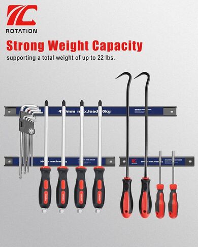 مجموعة حامل الأدوات المغناطيسية الدوارة، 18.5 بوصة/11.8 بوصة/7.8 بوصة، منظم مطبخ مرآب ورشة عمل متعدد الأحجام مكون من 3 قطع، شرائط مغناطيسية شديدة التحمل مع أدوات تثبيت in Kuwait