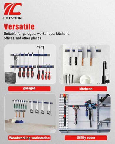 مجموعة حامل الأدوات المغناطيسية الدوارة، 18.5 بوصة/11.8 بوصة/7.8 بوصة، منظم مطبخ مرآب ورشة عمل متعدد الأحجام مكون من 3 قطع، شرائط مغناطيسية شديدة التحمل مع أدوات تثبيت in Kuwait