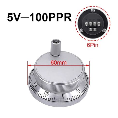 Hand Wheel Pulse Encoder 1Pc 60mm Pulse 100 5V 4Pin 6Pins Manual Generator CNC Machine Rotary Encoder(60mm 6Pin 5V 100PPR) in Saudi Arabia