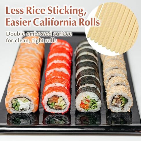 TIKUSAN Makisu Non Stick Sushi Rolling Mat Double Embossed Surface Made in Japan Japanese Plastic for Sushi Maki California Rolls Tamagoyaki and Vegetable Draining in Saudi Arabia
