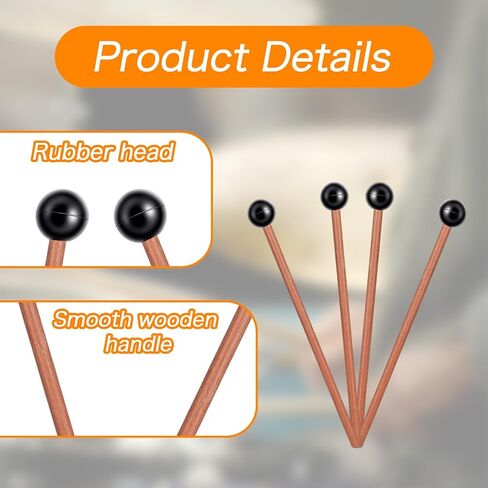 4Pcs Xylophone Mallets, Glockenspiel Mallet, 5.7in Wooden Rubber Percussion Mallets, Drumsticks, Percussion Sticks, Tongue Drum Mallet, Red Sandalwood in Saudi Arabia