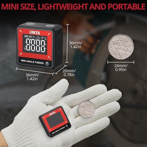 Binta Small Digital Angle Finder Magnetic ، IP54 IP54 مقاوم للماء مقاوم للزاوية الرقمية المقاوم للزاوية الرقمية ، أداة قياس زاوية الإضاءة الخلفية المحمولة للأعمال الخشبية ، البناء ، الآلات ، DIY in Kuwait