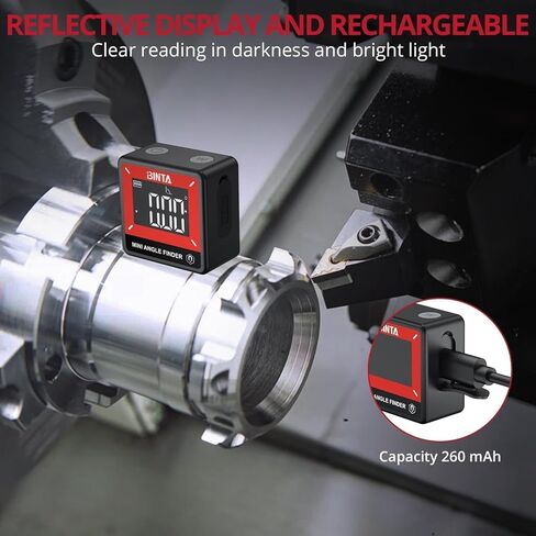 Binta Small Digital Angle Finder Magnetic ، IP54 IP54 مقاوم للماء مقاوم للزاوية الرقمية المقاوم للزاوية الرقمية ، أداة قياس زاوية الإضاءة الخلفية المحمولة للأعمال الخشبية ، البناء ، الآلات ، DIY in Kuwait