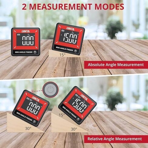 Binta Small Digital Angle Finder Magnetic ، IP54 IP54 مقاوم للماء مقاوم للزاوية الرقمية المقاوم للزاوية الرقمية ، أداة قياس زاوية الإضاءة الخلفية المحمولة للأعمال الخشبية ، البناء ، الآلات ، DIY in Kuwait