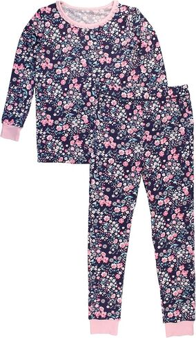 طقم بيجامة RuffleButts SoftSnooze Viscose من Bamboo Girls بأكمام طويلة مكشكشة - تويلي حديقة الفراشة الوردية للأطفال، 9/10 in Kuwait