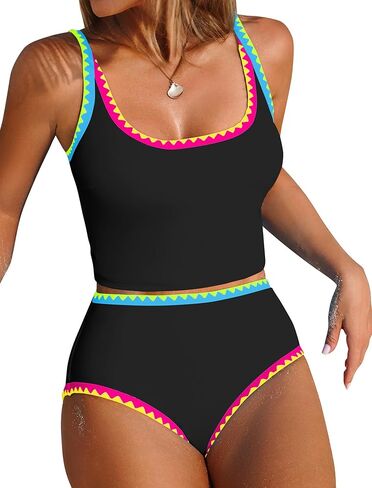 ZAFUL Tankini ملابس السباحة التحكم في البطن لباس السباحة قطعتين مع قاع عالي الخصر in Kuwait